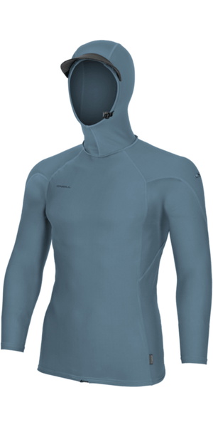 2026 O'Neill Mens Hyperfreak Skins Long Sleeve Hooded Rash Vest 5689 - Blue Fusion / Blue Fusion